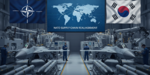 2026년 5월 9일 미국-영국 무역협정 체결로 NATO 방산 공급망 재편 가속, 한국 방산 수출 모멘텀 강화 관련 방산 섹터 분석 인포그래픽